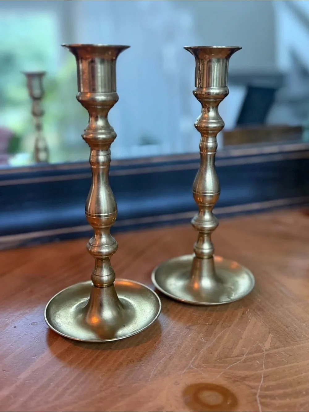 Moody Vintage Brass CandleStick Holders-Set of 4